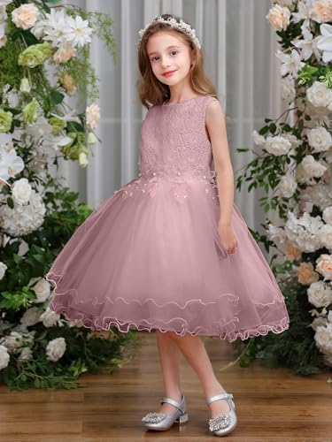 ABAO SISTER Flower Girl Dress Lace Tulle Communion Party Sleeveless Bow Dresses 2-13 Year Old4
