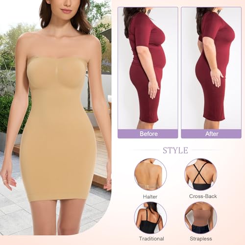 Strapless Shapewear Slips for Women Seamless Full Slip Under Dress Tummy Control Slip Dress Body Shaper4