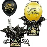 2 PCS Money Pull Box for Cash Gift, Funny Pull Money Balloon Box Happy Birthday Surprise Set with 15 happy birthday balloons，Unique Birthday Surprise Gift Box for Wife、Friend.(Gold)