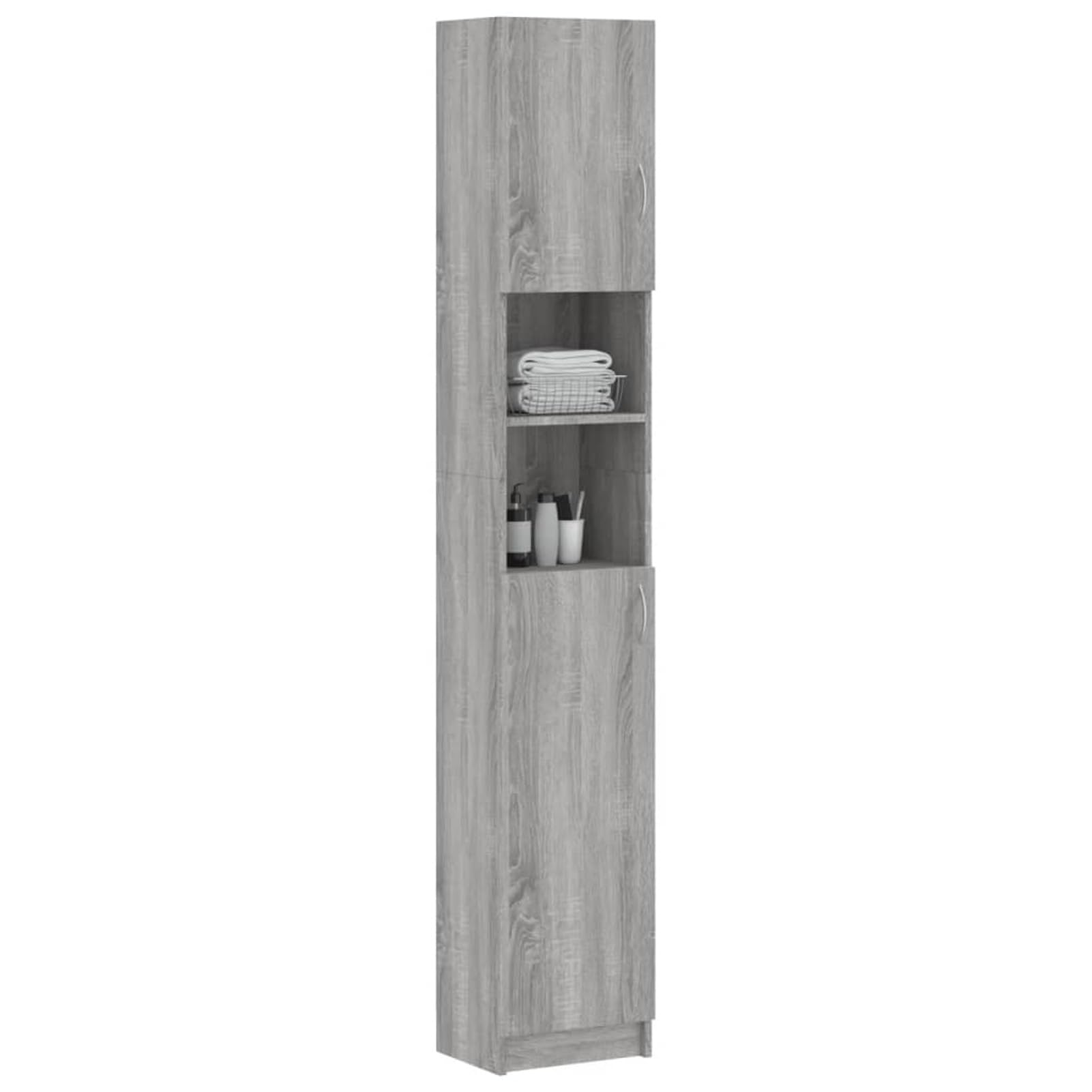 ShGaxin Szafka łazienkowa, meble łazienkowe, pomocnicza szafka łazienkowa, kolumna łazienkowa, szafka łazienkowa, szafka łazienkowa, sklejka Sonoma szara 32x25,5x190 cm