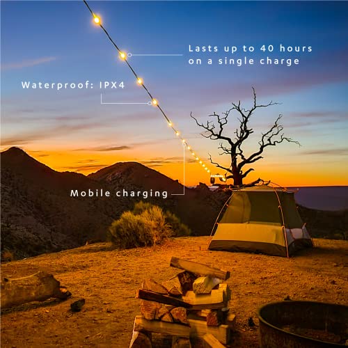 Mpowerd Luci Solar String Lights + Power Hub: White 44' | Detachable 44 Ft Cord | 140 Lumens Leds | Lasts Up To 40 Hours | Rechargeable Via Solar Or Usb | Waterproof | Camping, Pool/Patio, Travel #TOP6