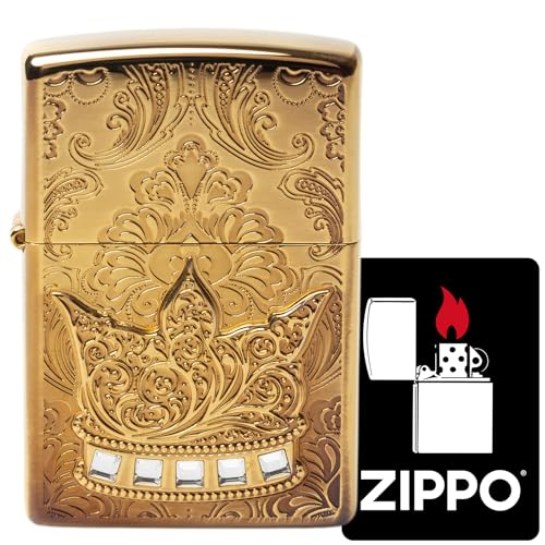 Encendedor Zippo Oil con diseño Corona Dorado miniatura 2
