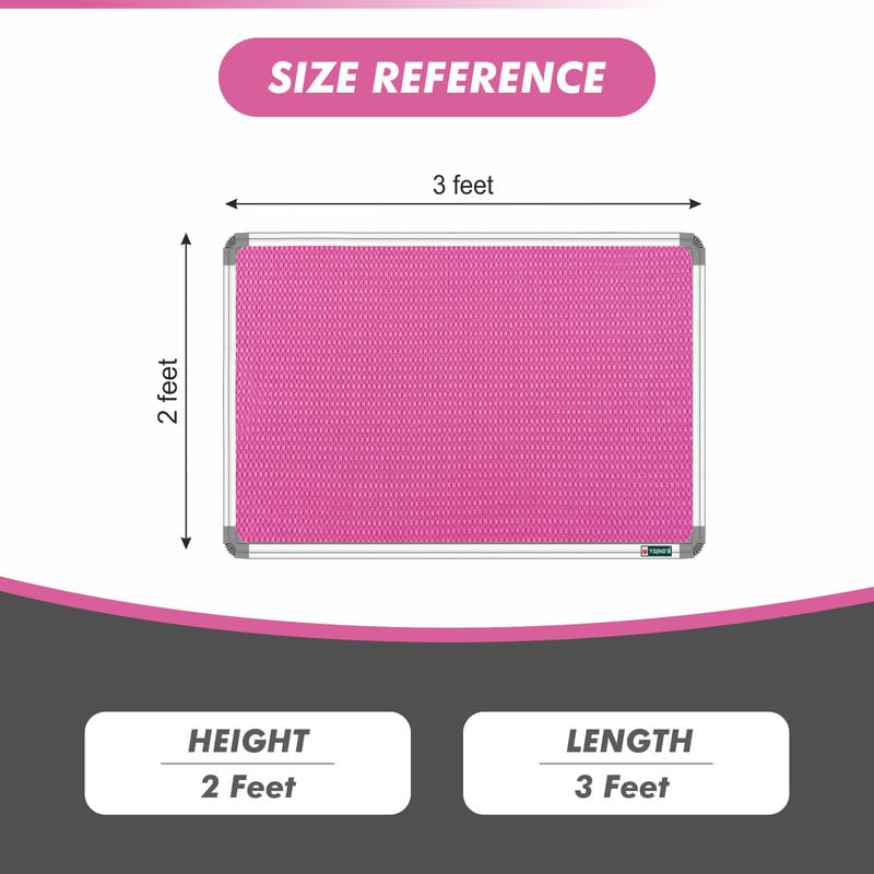 Image of YAJNAS Notice Board 2x3 Feet with Acrylic Door /Cover, Bulletin Board, Noticeboard for Study Room, Office, School & College - Lockable, Pin-up Display Board, Soft Board (Pink)