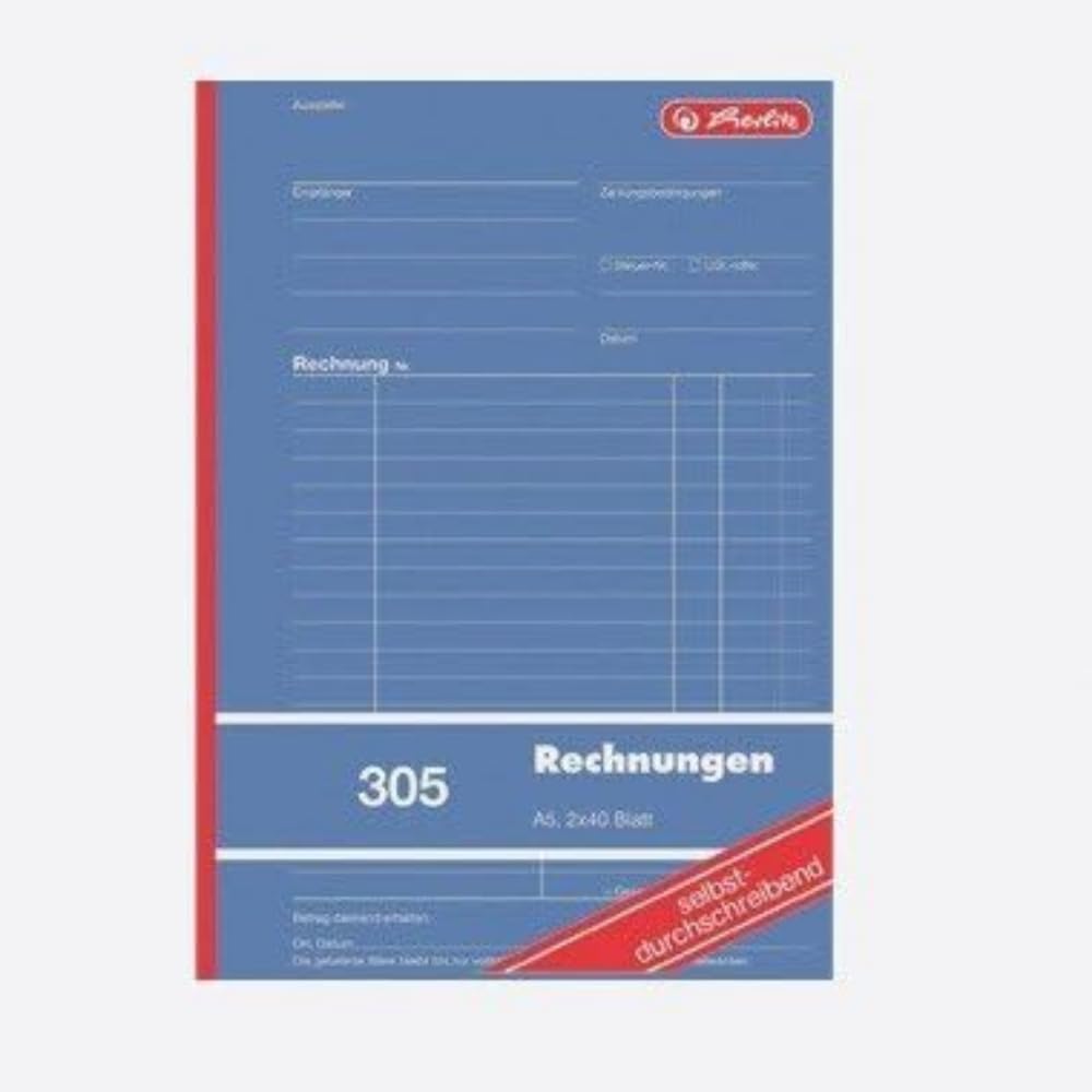 Herlitz 305 Carbonless Invoice Book A5 2 x 40 Sheets