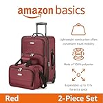 Amazon Basics Luggage Sets, Carry-On 23-Inch, tote 15-Inch, Suitcase With Wheels, Expandable Extra Space (+15%), Front Pockets and Telescopic Handle, Burgundy - Image 2