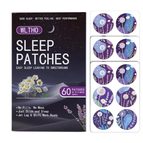 WLTHO 60ct Deep Sleep Patches for Adults - All Natural Sleep Patches Stickers with Valerian Root Melatonin & Magnesium 8-Hour Lasting Non-GMO & Cruelty Free (Purple-60ct)