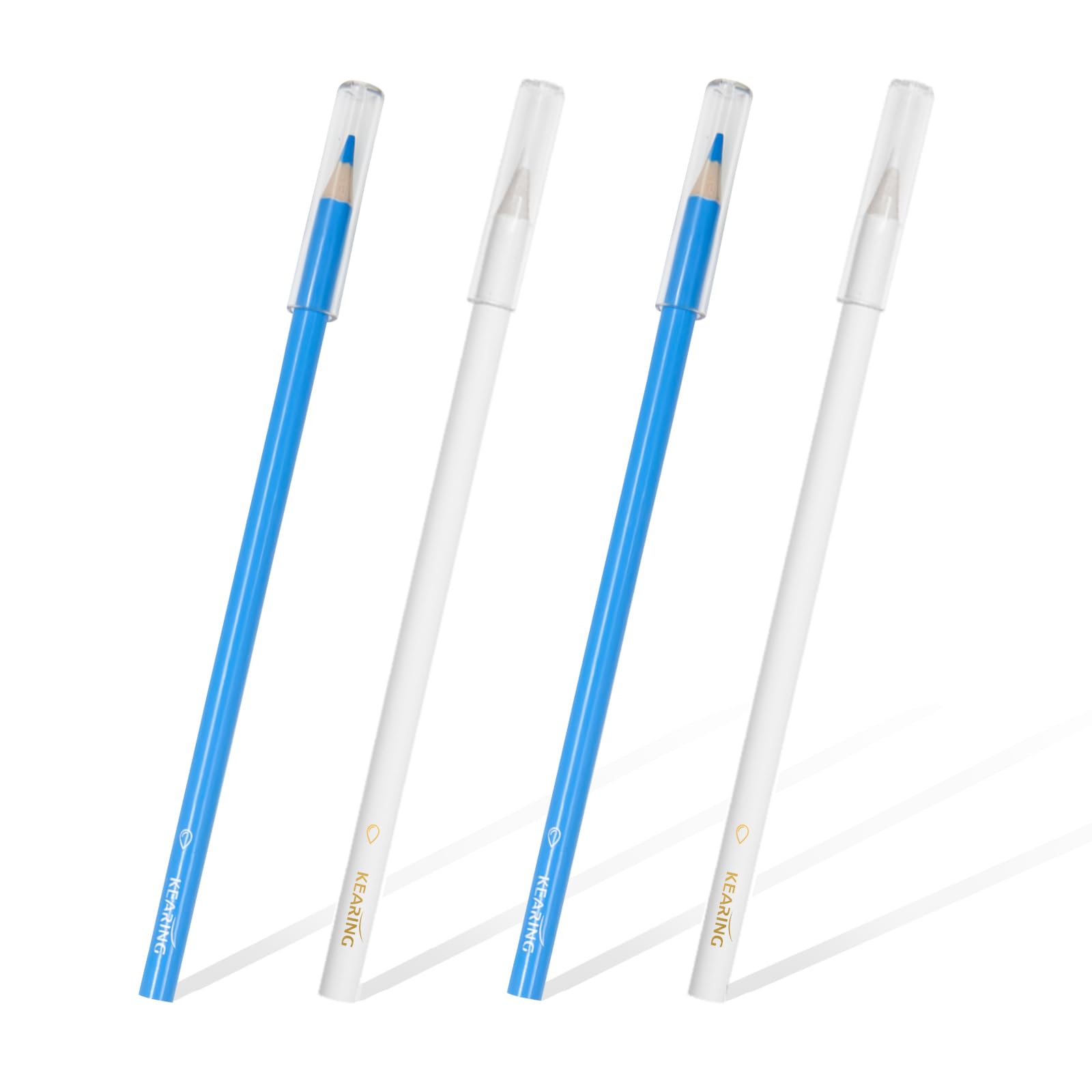 KEARINGKEARING Sew Combo 4Pcs Water Soluble Marking Pencils for Sewing, 2 White & 2 Blue, Erasable Fabric Marking Pencils for Quilting, Tailoring, Embroidery & Crafting