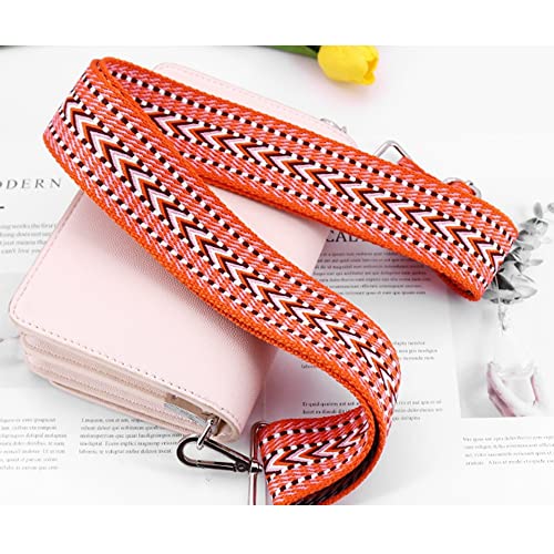 Kiwochy Taschengurt Schulterriemen Breiter Schultergurt Rot Orange Handtaschen Schulterriemen Canva Riemen Breite 2 Zoll längenverstellbarer 29,5-57 Zoll Karabiner in Silber für Taschen Handtaschen