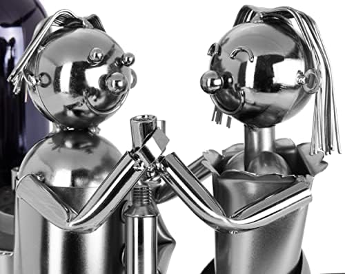 BRUBAKER Couple at The Bar Wine Bottle Holder Stand Rack Home Kitchen Table Art Decoration with Gift Card