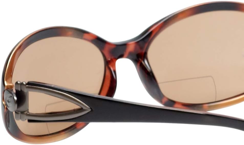 Calabria 828 Oversized Polarized BiFocal Sunglasses +1.00 Tortoise Pewter Brown Women UV Protection Bi-Focal Sunglass Readers
