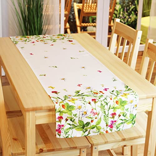 Kamaca Series Meadow Flowers and Butterflies High-Quality Print Motif with Flowers An Eyecatcher in Spring Summer (Table Runner 40 x 140) - Image 3