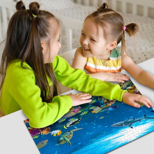 Image of Ocean World Jigsaw Puzzles for Kids and Children - Realistic Illustration Challenging Brain Booster Gifts, Fun and Creative Game - (500 Pcs)