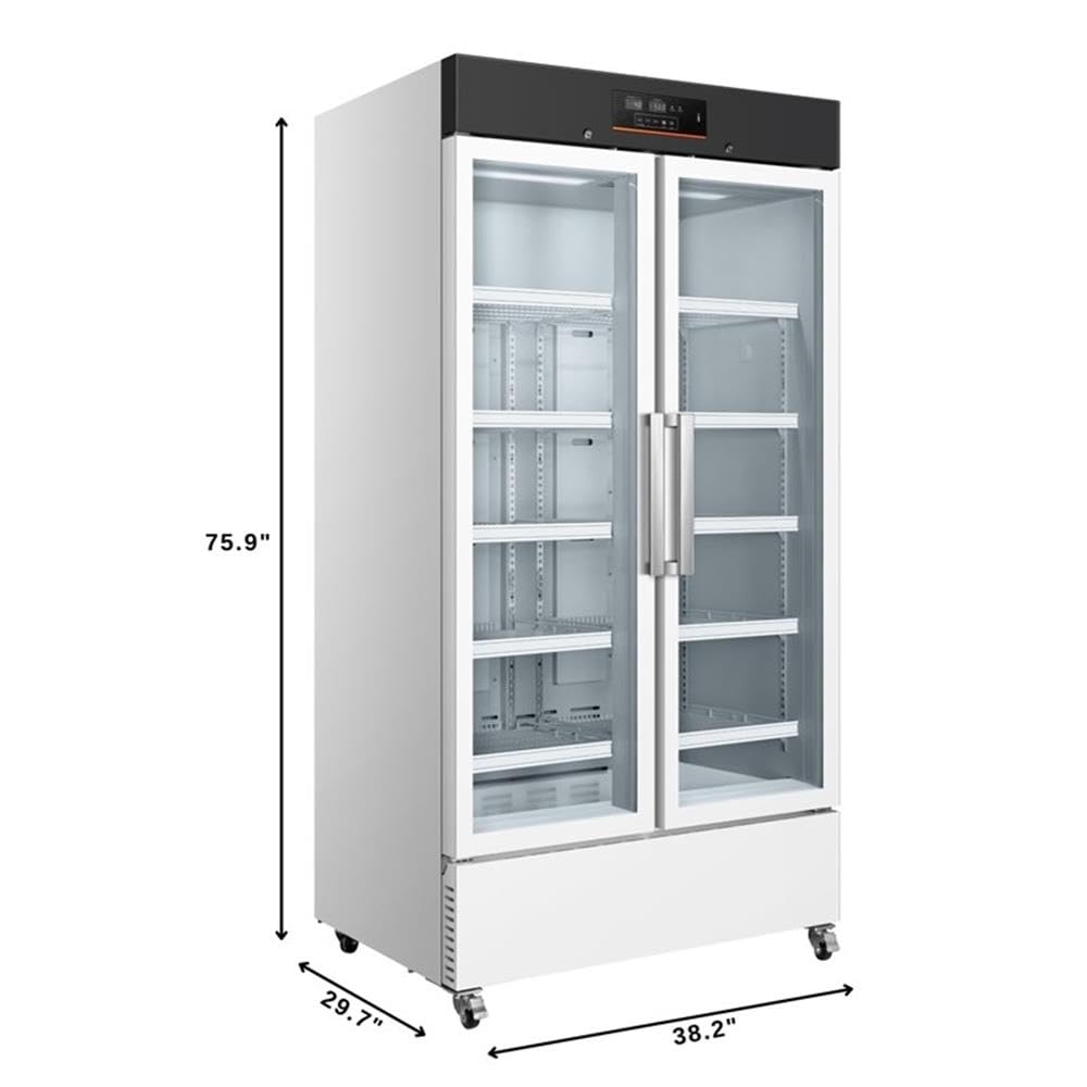 Pemberly Row 27 Cu. Ft. Medical Vaccine Refrigerator, Digital Temperature Control, Multi-Level Alarms, Durable Pcm And Steel, 2 Glass Locking Doors, 10 Adjustable Shelves, Freestanding Lab Storage on Fridge.com - View 2