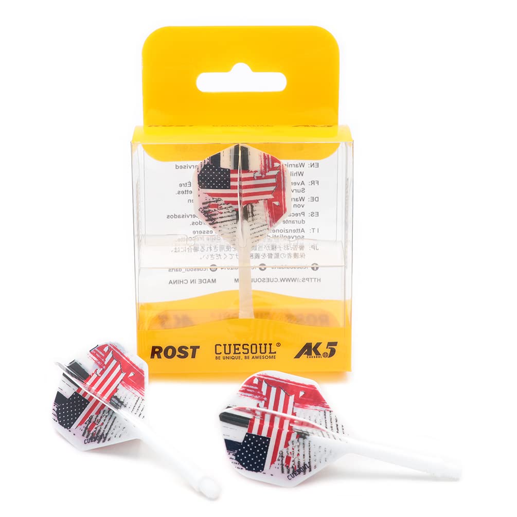 CUESOUL AK5 Dart Flights - 28mm Integrated Shaft & Standard Shape Flights (American Flag Design)