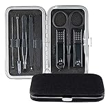[page_title]-Maniküre Set | WhiteLabel Pediküre kit | 8-teiliges Nagelset aus rostfreiem Edelstahl| Männer & Frauen mit modernem Etui (Schwarz)