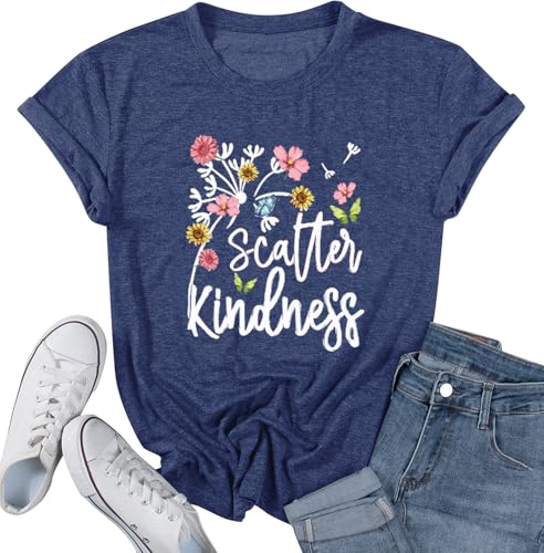 Image of Womens Dandelion T Shirts Sunflower Graphic Short Sleeve Casual Tops