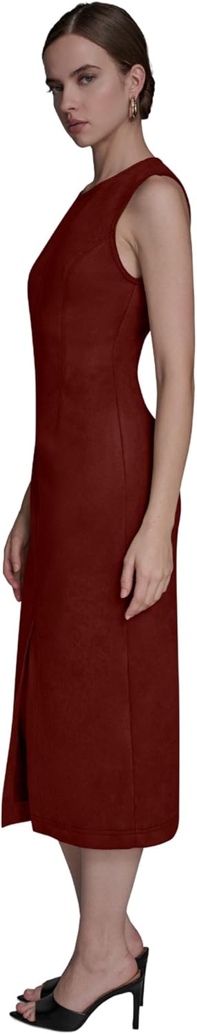 BCBG Womens Sleeveless Jewel Neck Sleeveless Front Slit Midi Dress - Image 4