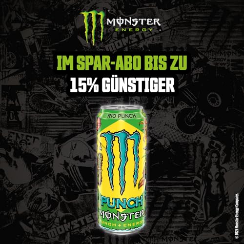 Monster Energy® Rio Punch - koffeinhaltiger Energy-Drink mit dem Geschmack exotischer Früchte - full Flavour, full Sugar, Juice - in praktischen Einweg Dosen (12 x 500 ml) 4