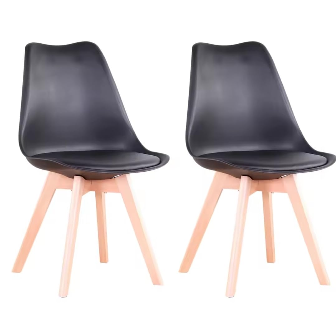 Chaises de salle à manger faciles à nettoyer et stables avec pieds en bois (Lot de 2)