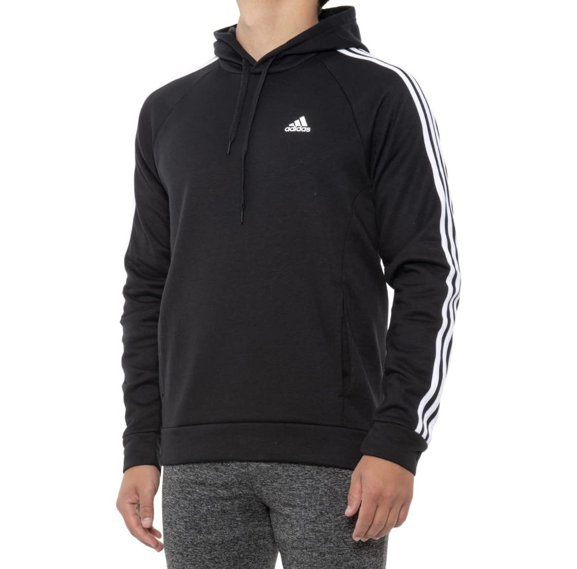 Adidas 3-Stripe Fleece Hoodie (Medium) Black