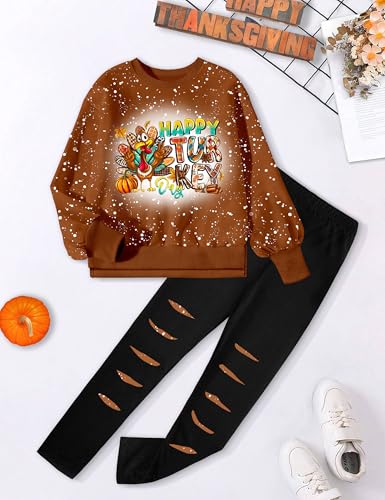 Image of Girls Clothes, Girls Outfits Tie Dye Sweatshirt Tops and Leggings Sweatpants 2 Piece Fall Winter Clothes Set 6-16T
