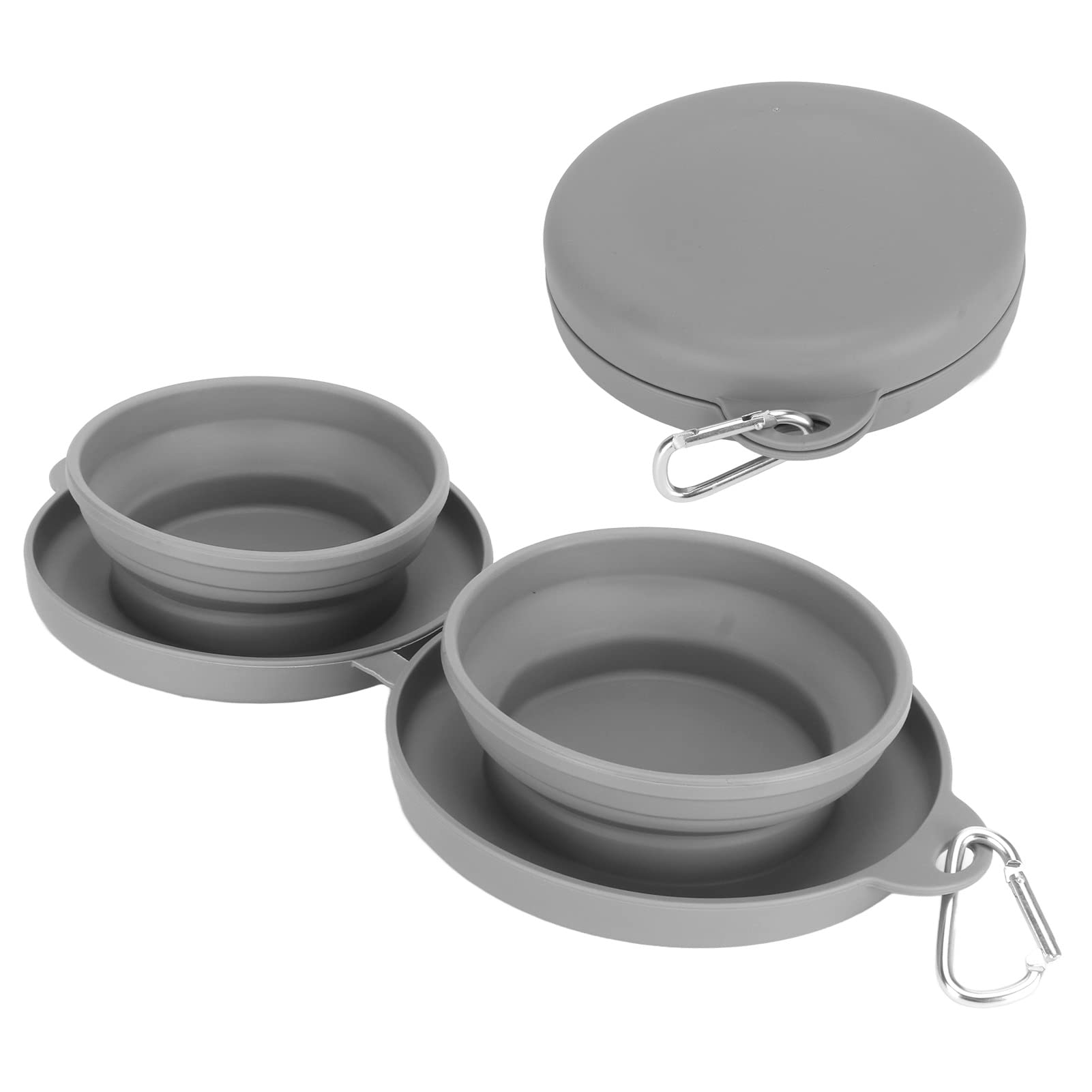 Double Collapsible Dog Bowls, Silicone Hanging Travel Dog Bowls Travel Dog Water Bowl Travel Dog Food Container Double Dog Bowl for Traveling, Hiking, Camping