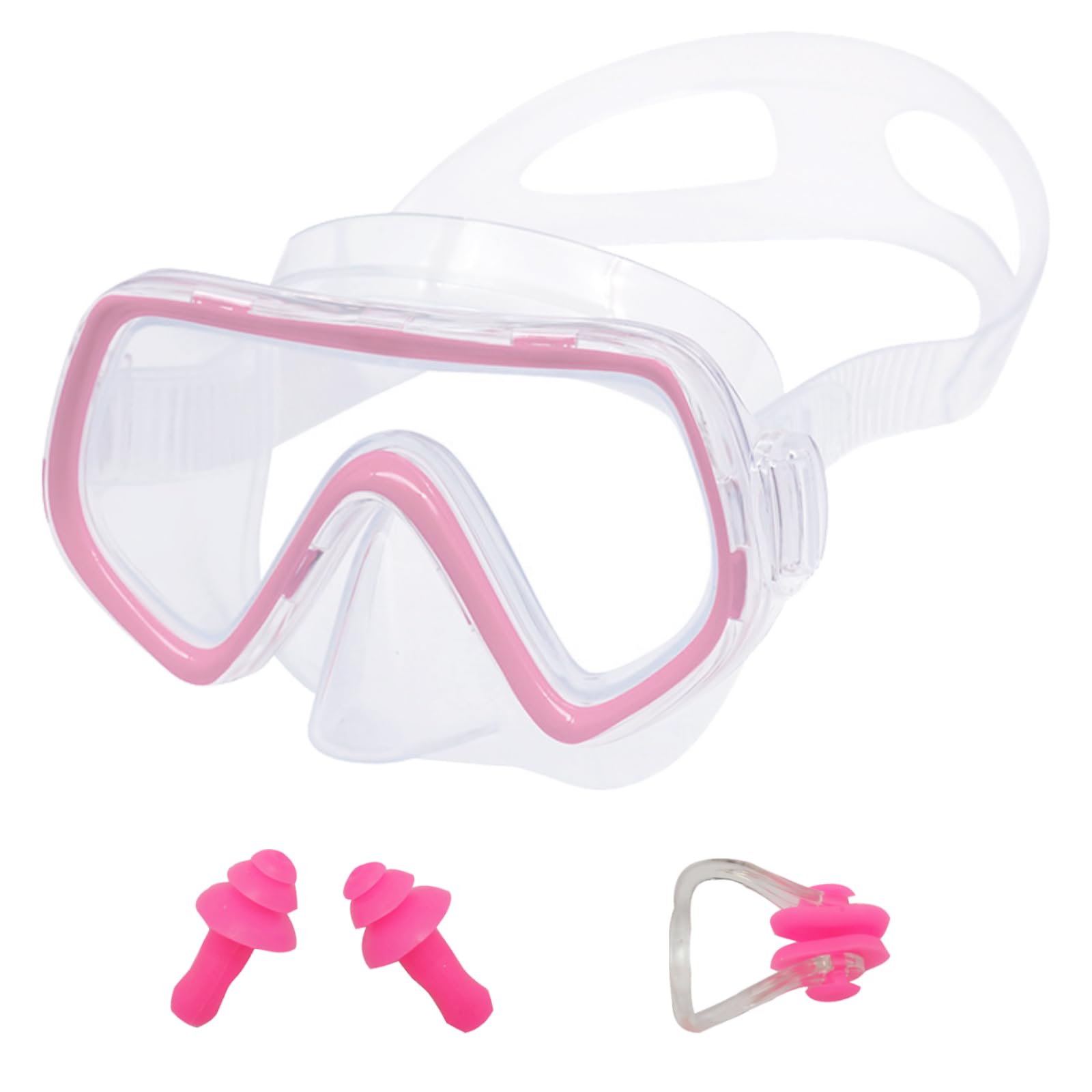 DKDDSSS Gafas Buceo Niño, Mascara Snorkel de Ajustable con Clip de Nariz Enchufe de Oído, Antiniebla Sin Fugas Mascara Buceo, Panorámico 180° Gafas de Natación Niños 4 a 12 Años