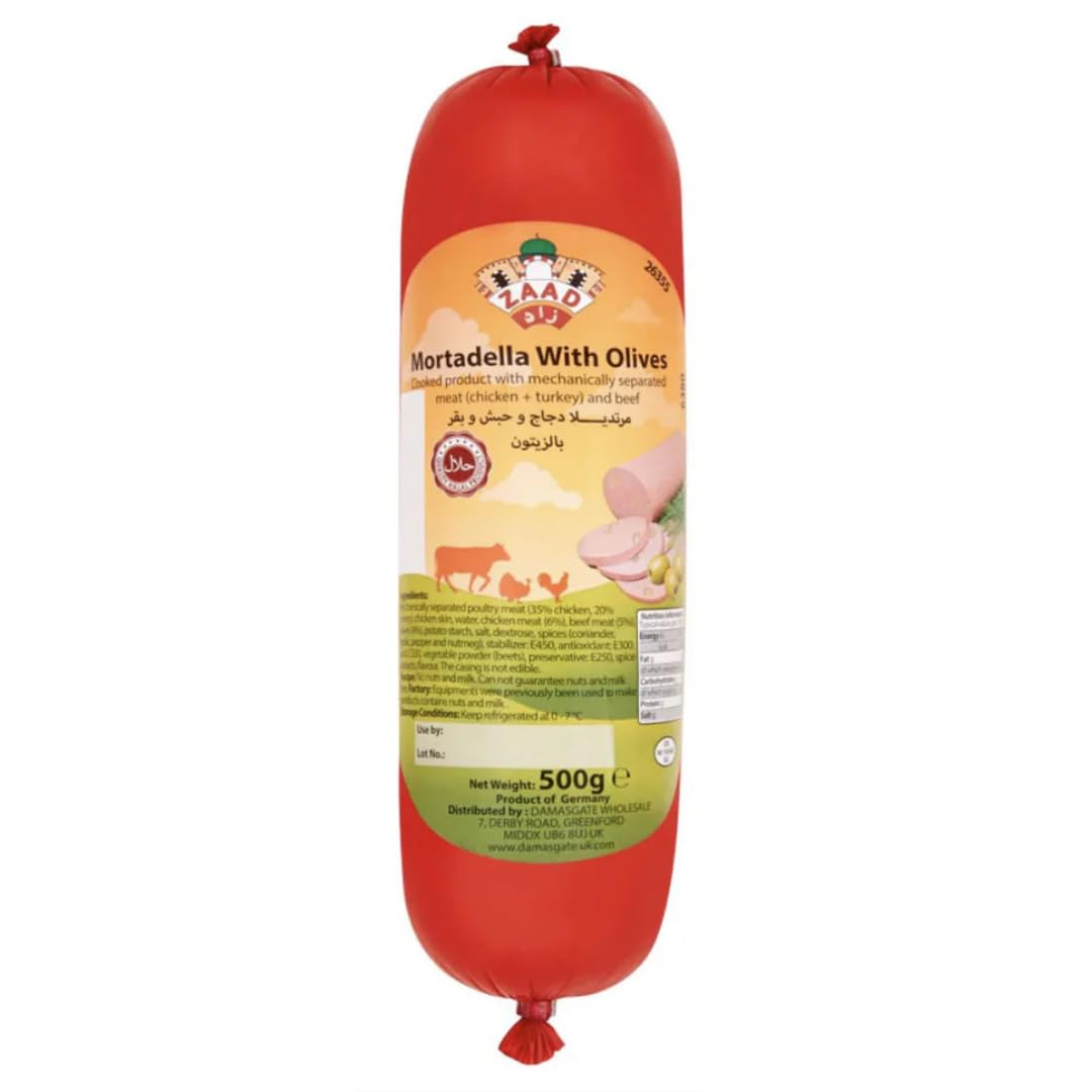 ZAAAD Beef Mortadella Sausage halal salami with olive 500 Gram