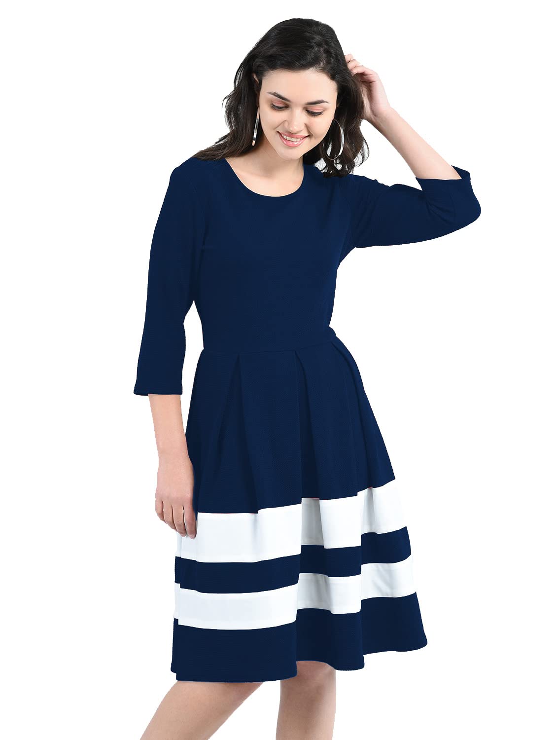 AARA Women's Polyester Regular Knee-Length Dress