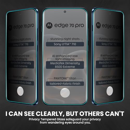Image of ArmourPro UV Privacy Tempered Glass Screen Protector for Motorola Edge 70 Pro (6.8 Inch, Pack of 2) Full Edge to Edge Coverage | Anti-Spy /Anti-Peeping, 9H Hardness, Protection