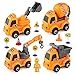 Produktbild Baztoy Montage Spielzeug Auto Baufahrzeuge Set Kinder Spielzeug Junge Mädchen LKW Spielzeugauto 4 DIY Pädagogisches Lastwagen Spiele BAU Bildung Spiel Lernen Geschenk für Kleinkinder Indoor Outdoor