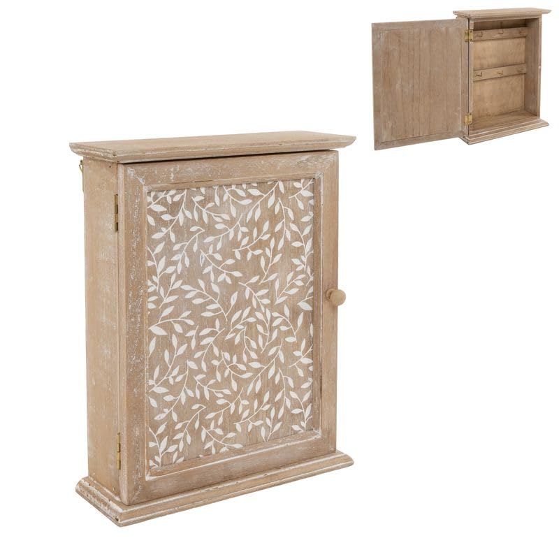 ROCKING GIFTS Llavero de Pared, Caja de Llaves de Madera Hojas 25x20 cm