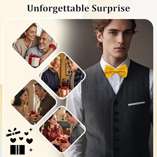 Image of Sequin Bow Ties for Men, Sparkling Mens Bow Tie for Prom Recital