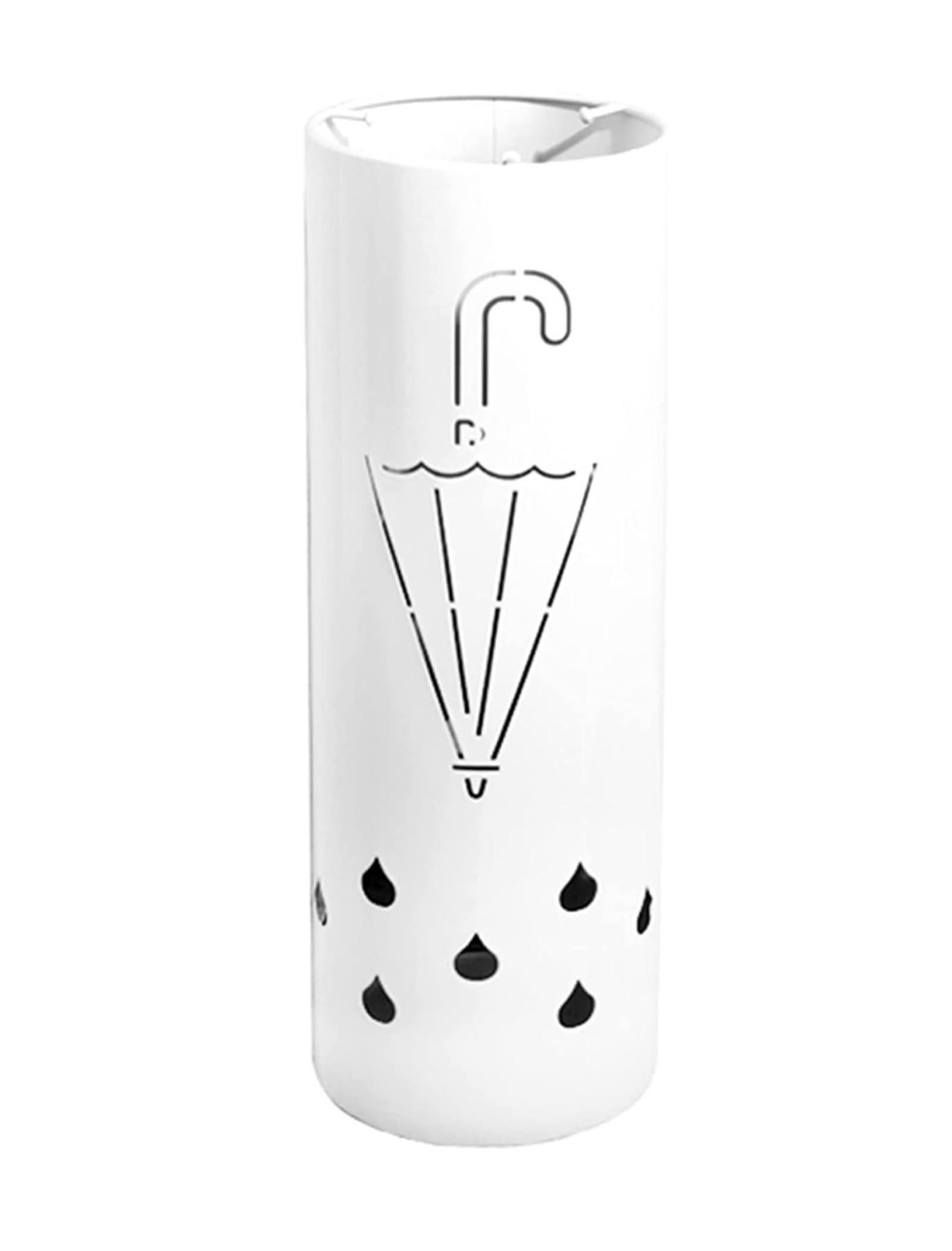 SDGBCXD umbrella stand, Umbrella Stands Round Hollow-carved Umbrella Stand With Umbrella Pattern, Iron Umbrella Storage Holder(White)