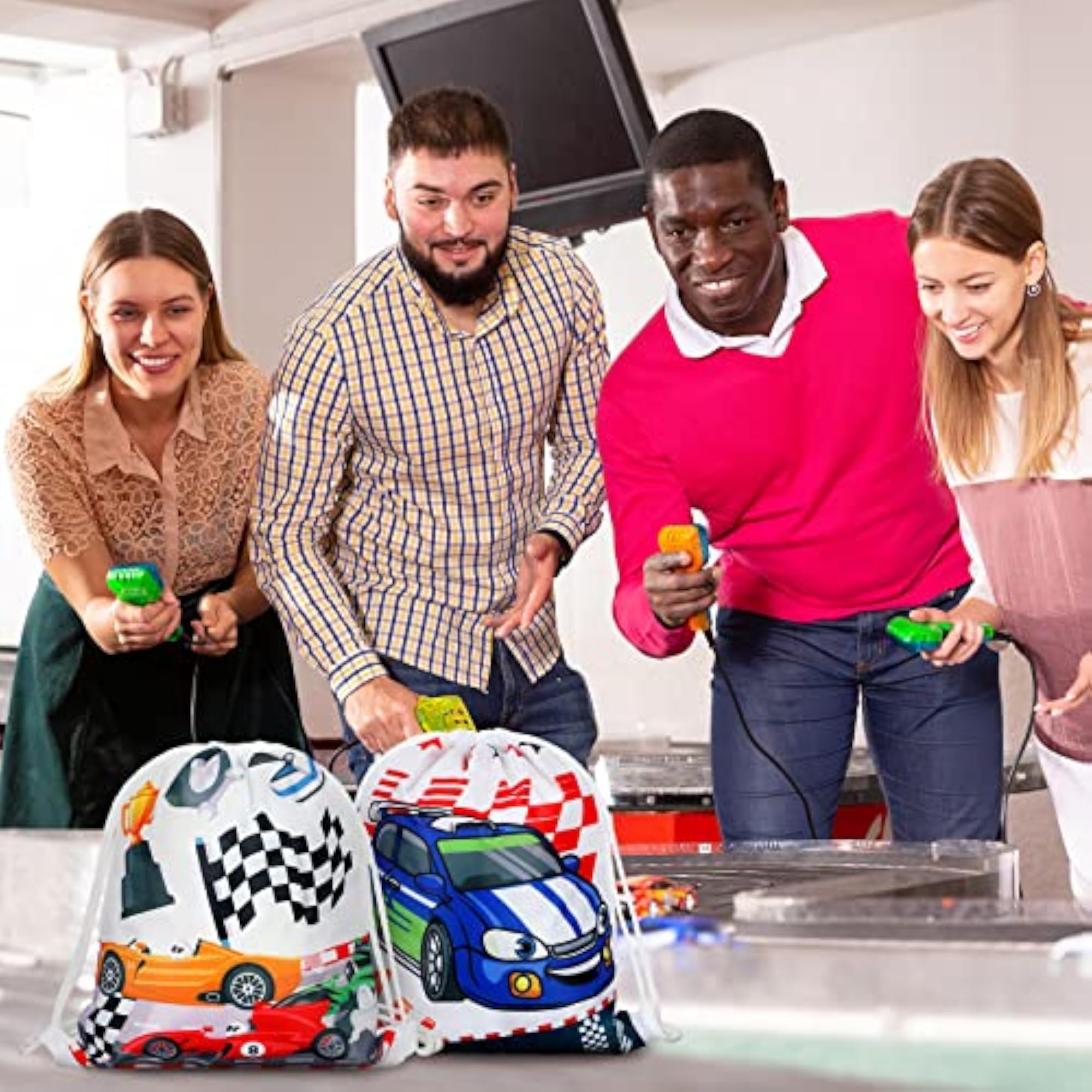 Car Party Presents Bags, Racing Car Drawstring Backpack