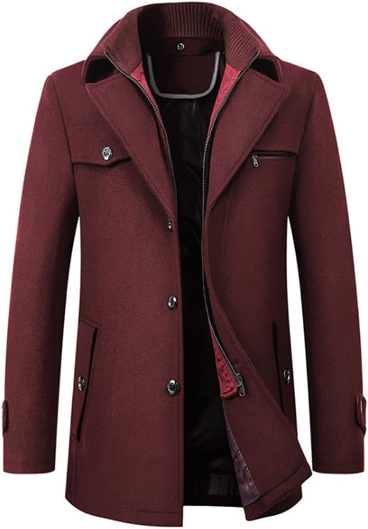 New Winter Men Wool Blends Coats Slim Fit Thick Men Woolen Overcoat Casual Warm Windbreaker Jacket Male Clothing