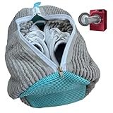 VOXERA Schuhwaschbeutel Waschmaschine, Wäschesack, Schuhwaschbeutel, Wäschesack Waschmaschine, Schuhe Waschbeutel Sneaker, Netzschuhe Wäschesack, Wiederverwendbarer Waschbeutel (1 Stück, Grau)