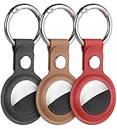 Ainiv Protective Case for Apple Airtags, Black Brown Red PU Leather Keyring Case, Airtag Holder, ...