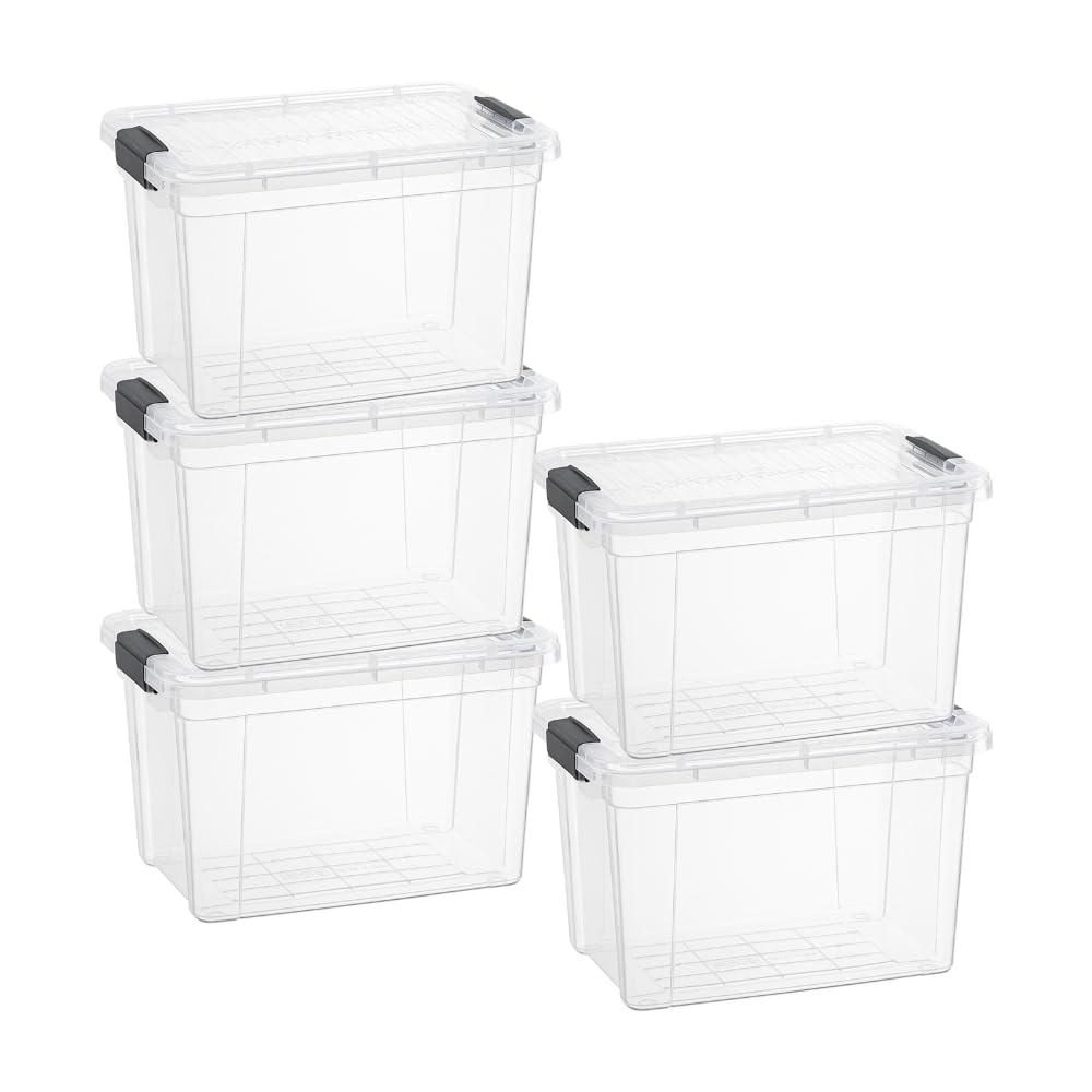 Superio 2.5 Quart Clear Plastic Storage Boxes with Lids, Stackable Organizer Containers, BPA-Free Storage Bins for Home, Office, School &amp; Dorm, 5 Pack