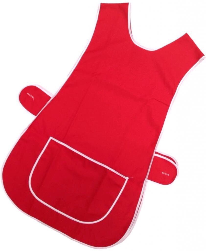 Hduk Tabards And Aprons Women's Red Hduk­ Plain Home/Work Tabard (Tabbard) Apron With Single Large Front Pocket