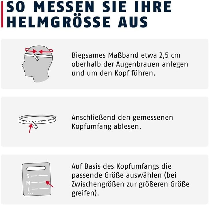 Diagram showing how to measure head circumference for helmet sizing