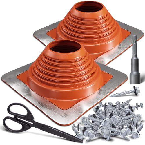 VIVIDA #7 Metal Roof Vent Flashing 2-Pack, Silicone Roof Vent Boot, Red