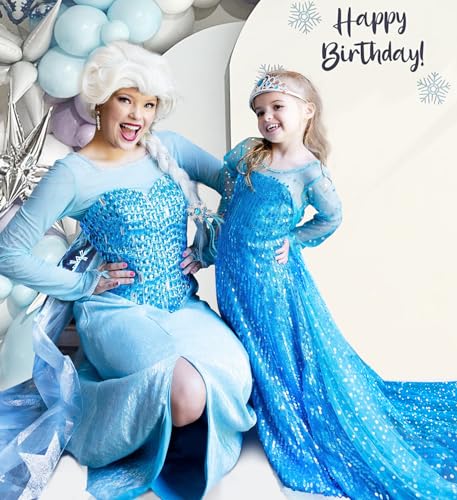 Esvaiy Girls Princess Elsa Dress Costume - Luxury Sequin Halloween Birthday Party Dress Up Kids 3t 4t 5t 6t 7t 8t3
