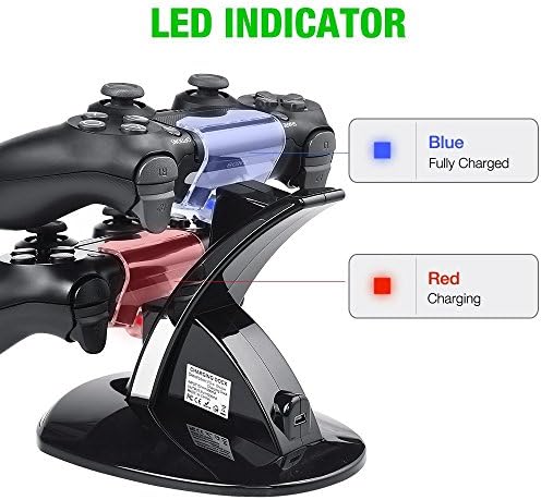 Controller Charger Dock Station for PS4, Controller Charger for PlayStation 4 - Fast Charging Station for 2 Controllers, Replacement Charging Dock for PS4 / Slim/Pro Console - 3