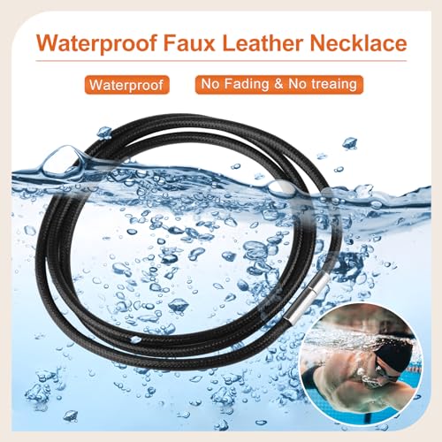 Xishoyen 6 Stück Lederband für Kette, 1.5/3mm Kunstleder Lederband mit Verschluss, Lederbänder für Ketten, Lederhalsband Damen, Schwarz Leder Halskette für Männer Herren (40/45/50/55/60/70cm - 6er)