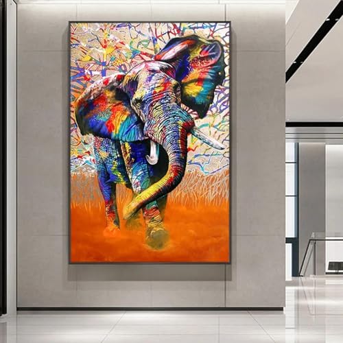 Images d'animaux éléphant coloré abstrait pour revitaliser un salon moderne