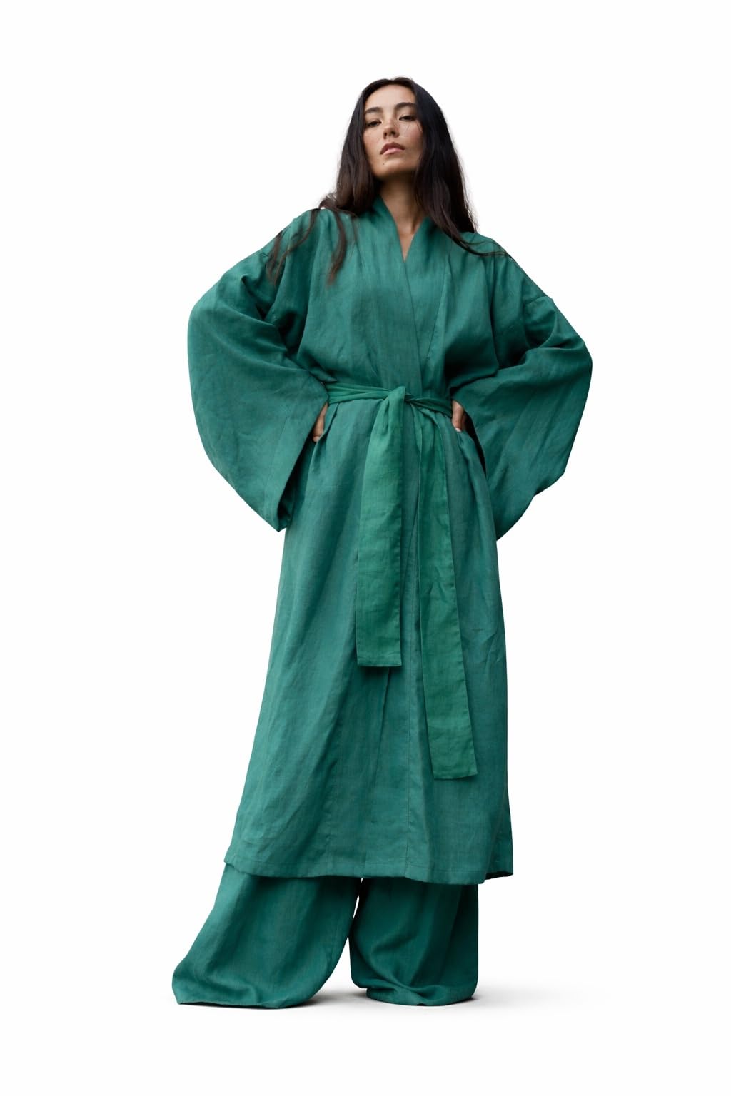 TATI Linen Kimono for Women - Lightweight 100% Linen Robe - Summer Beatch Cover Up - One Size