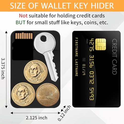 Flat Thin Wallet Key Holder - Credit Card Size, Minimalist Slim Key Organizer Sleeve (Black)2