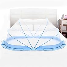 TurtleGrip Portable Baby Mosquito Net Anti-Bug Crib Net Bottomless Net for Infants, for Safe & Easy Use Ensures Your Baby's Safe Sleep | Size: 135 x 65 x 65cms, for (0 to 24 Months) Baby Color: Blue