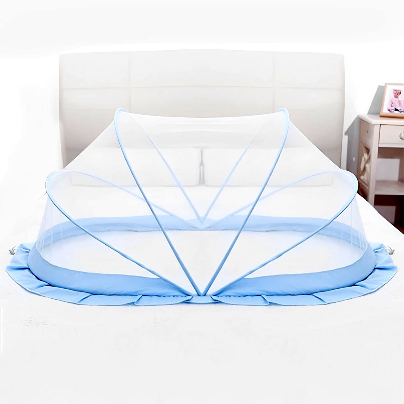 turtlegrip baby mosquito net anti-bug crib net bottomless net for infants, for safe & easy use ensures your baby's safe sleep | size: 135 x 65 x 65cms, for (0 to 24 months) baby color: blue